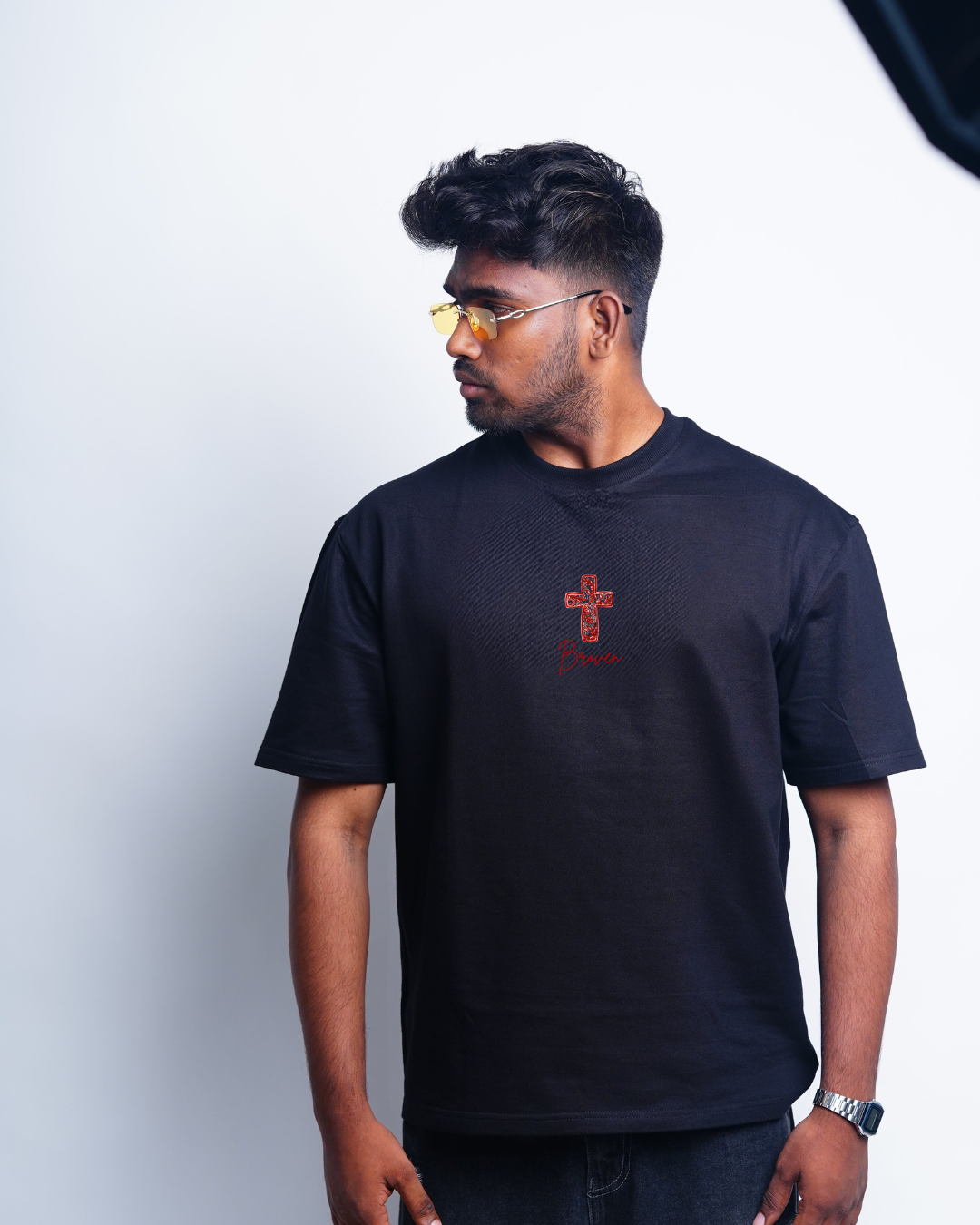 Broven Cross Minimal T-Shirt – Black