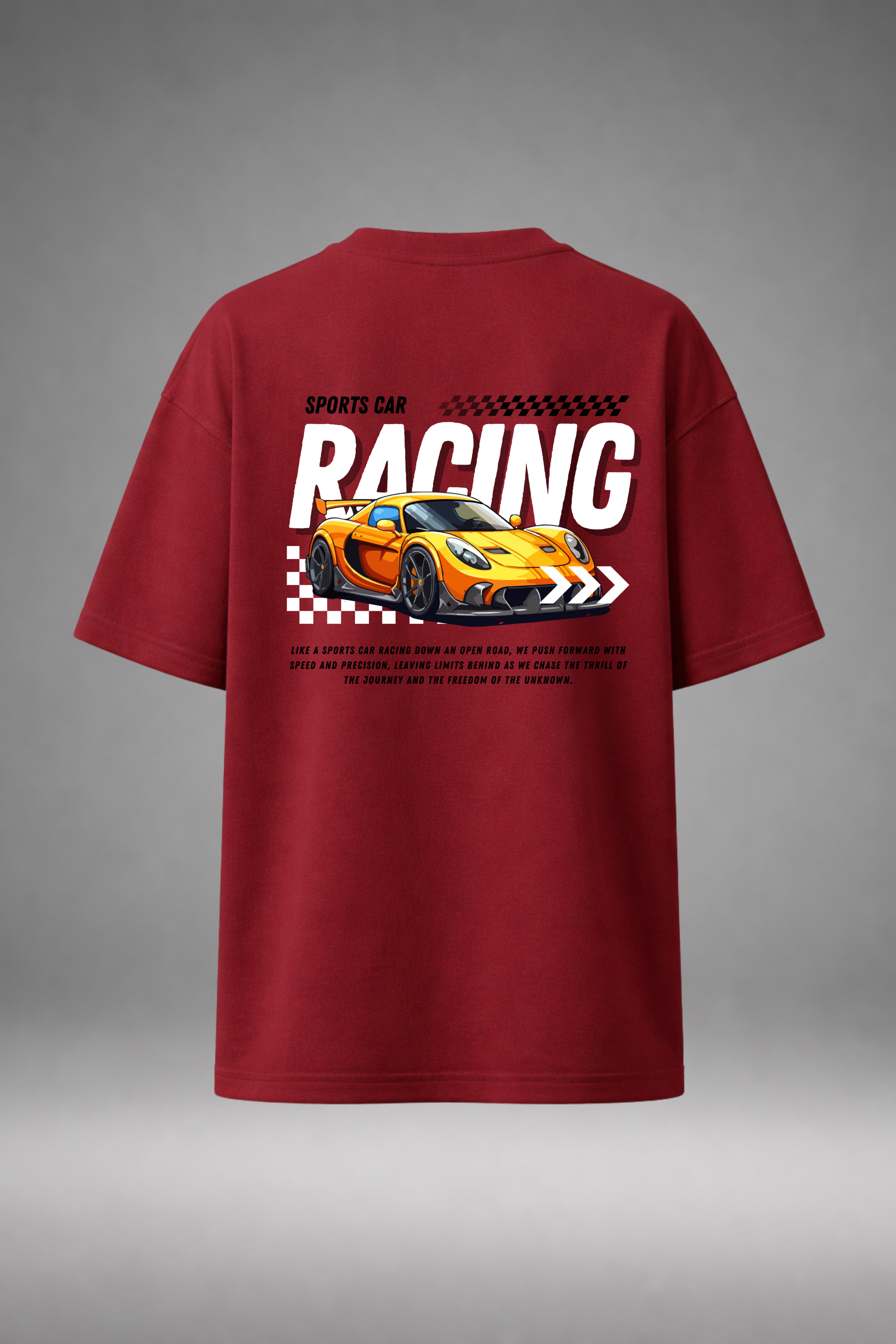 Burgundy Racing – Oversized Drop Shoulder T-Shirt