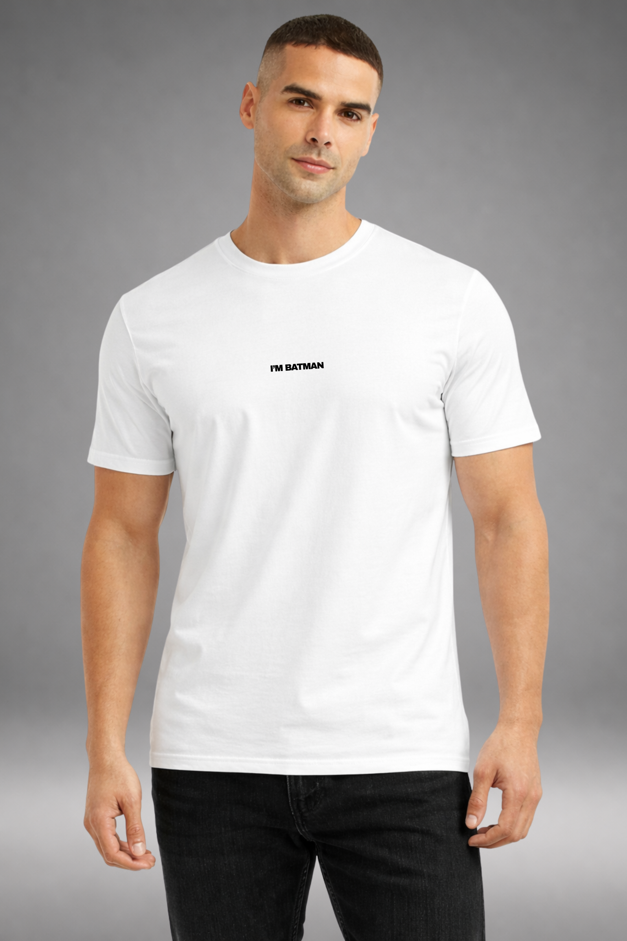 Broven “I’M BATMAN” White Graphic Regular T-Shirt