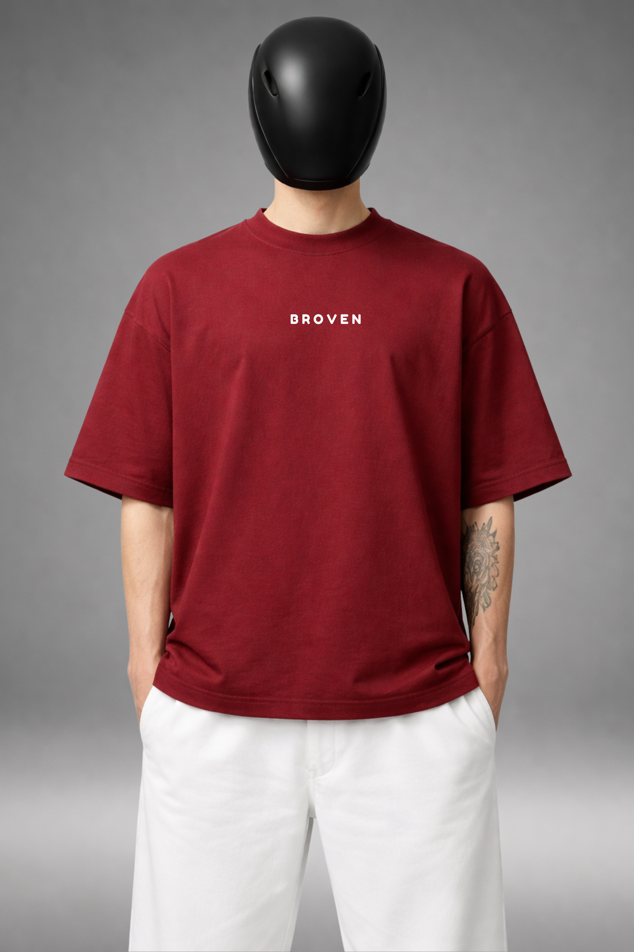 Burgundy Racing – Oversized Drop Shoulder T-Shirt