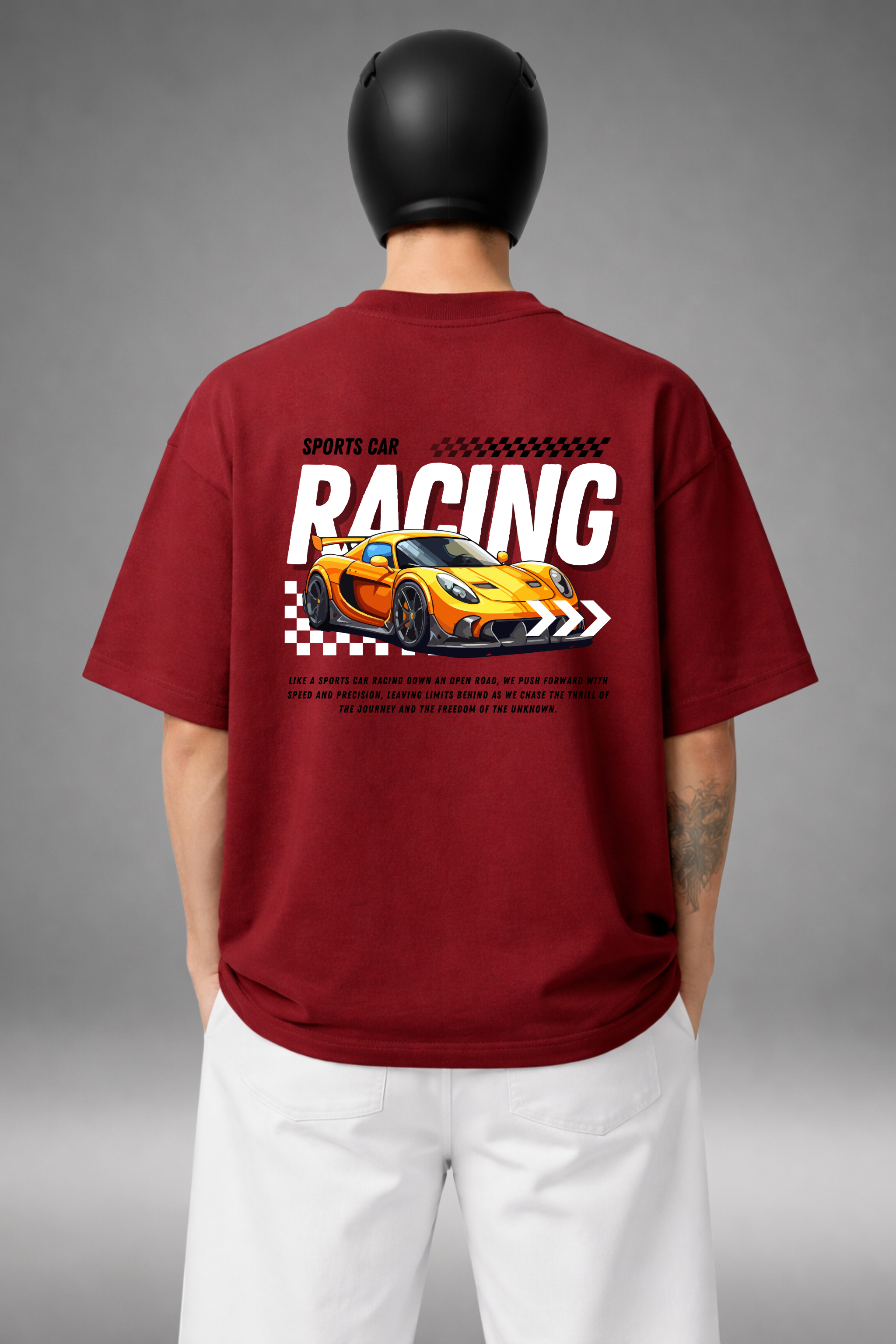 Burgundy Racing – Oversized Drop Shoulder T-Shirt