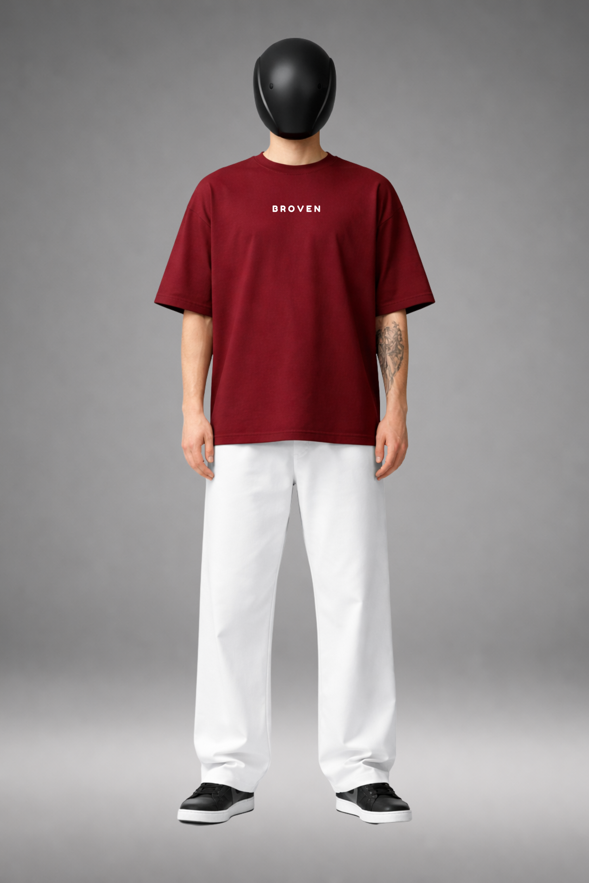 Burgundy Racing – Oversized Drop Shoulder T-Shirt