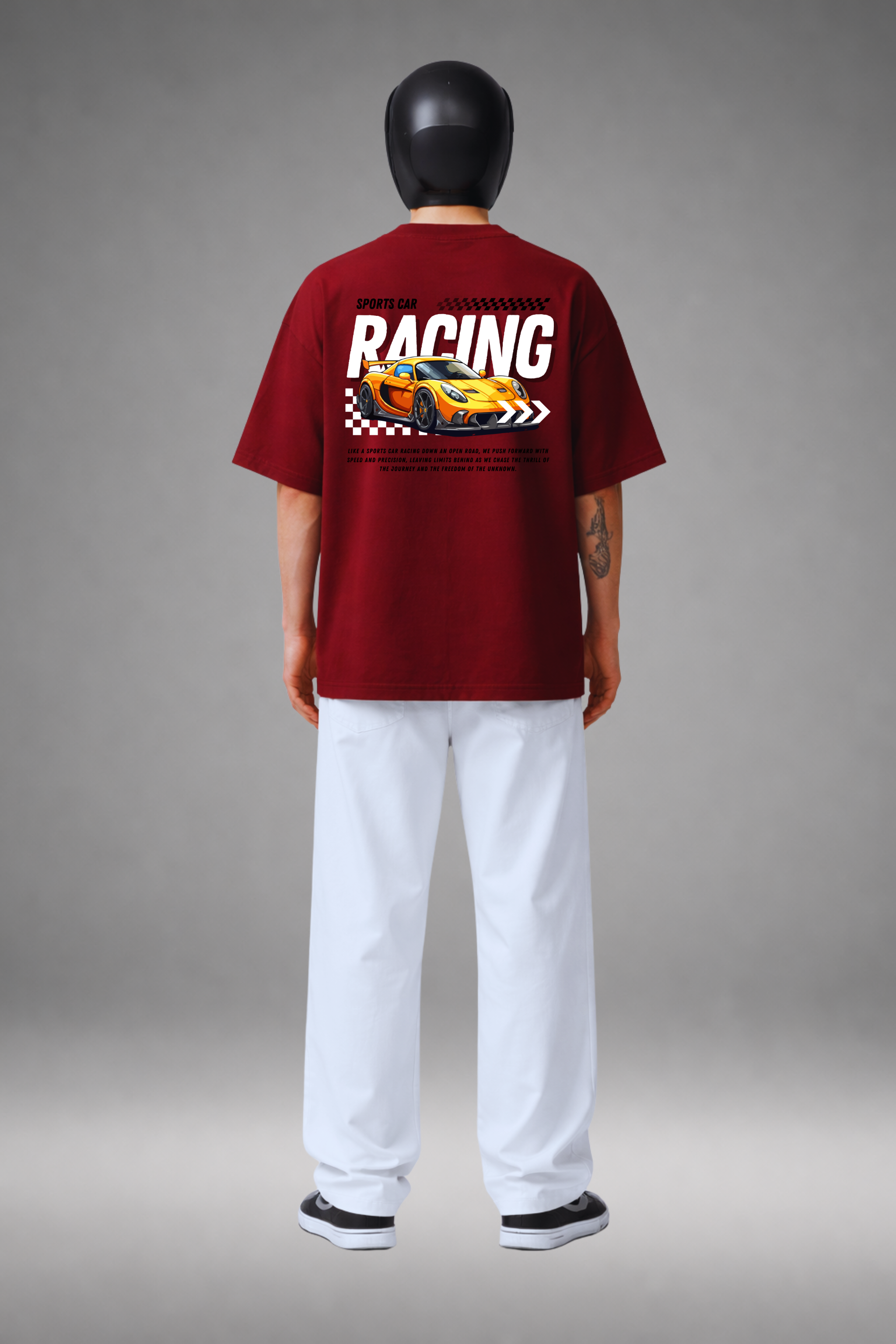 Burgundy Racing – Oversized Drop Shoulder T-Shirt