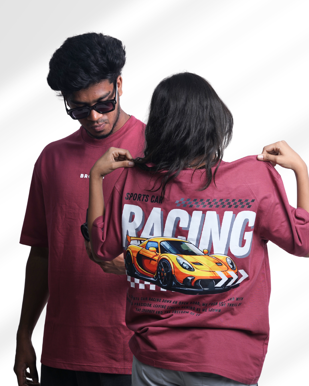 Burgundy Racing – Oversized Drop Shoulder T-Shirt