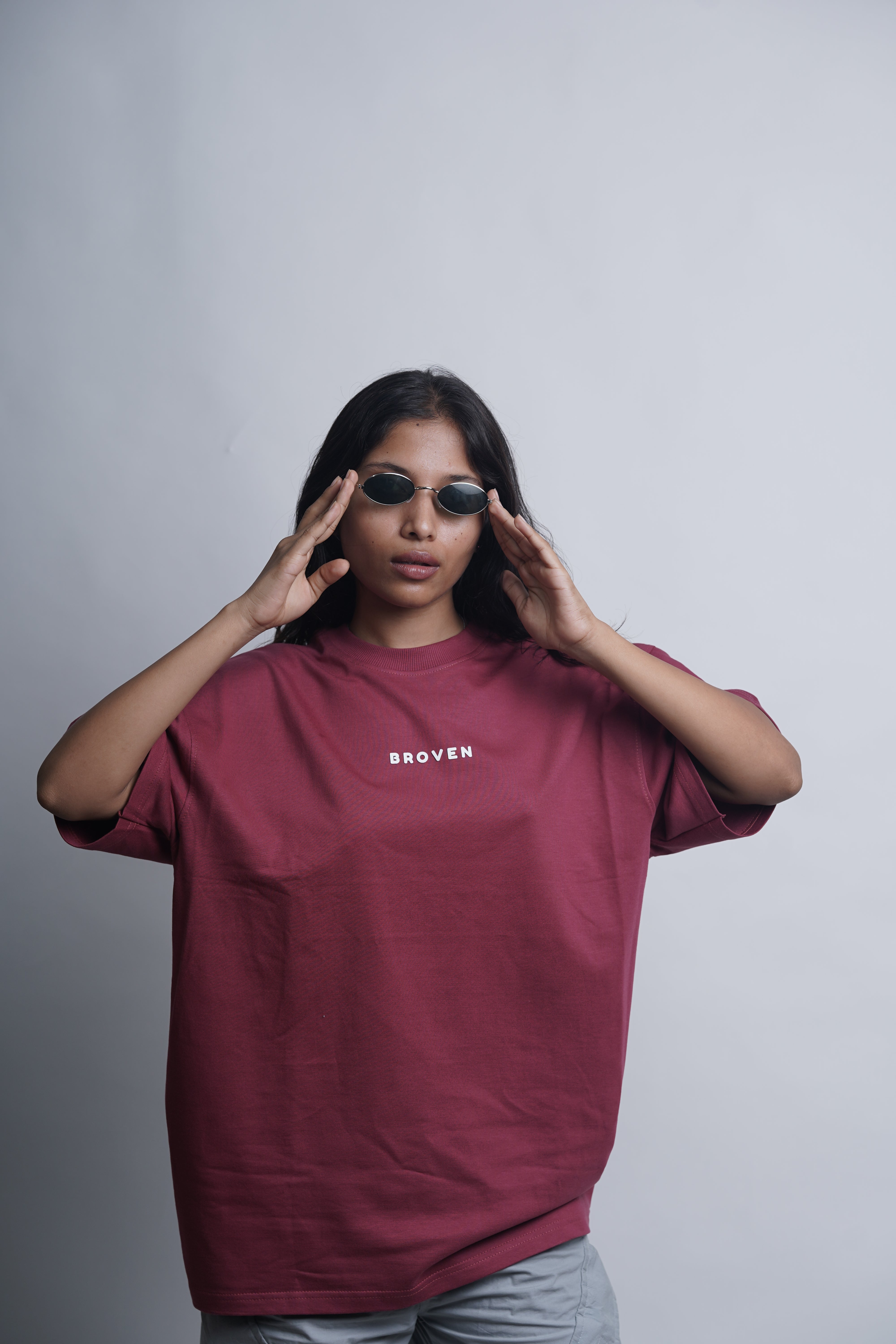 Burgundy Racing – Oversized Drop Shoulder T-Shirt