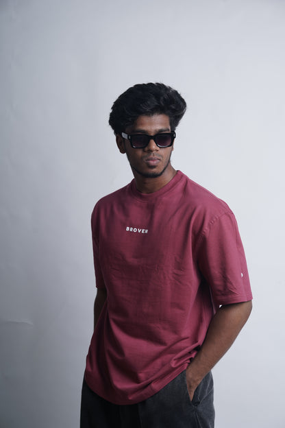 Burgundy Racing – Oversized Drop Shoulder T-Shirt
