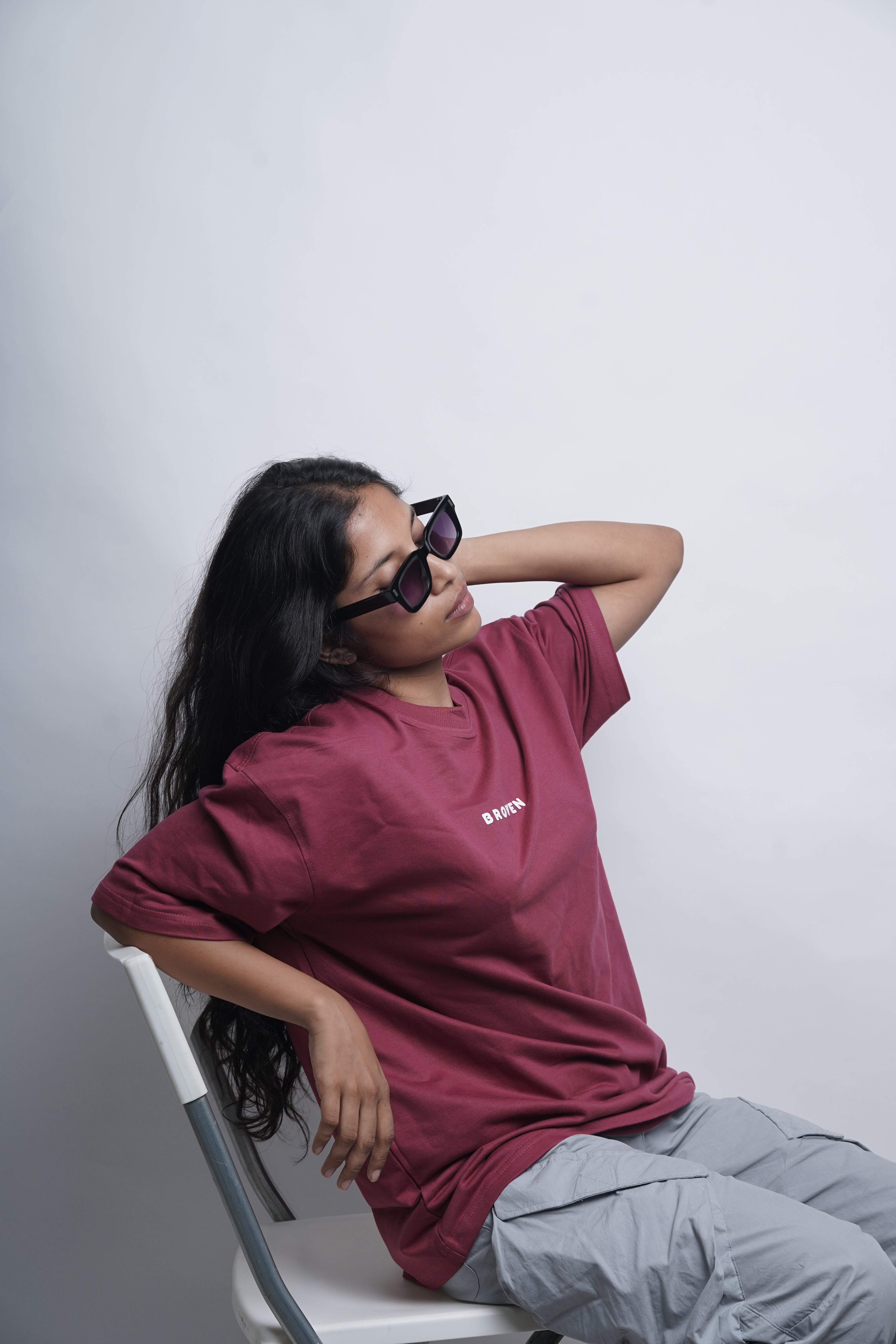 Burgundy Racing – Oversized Drop Shoulder T-Shirt