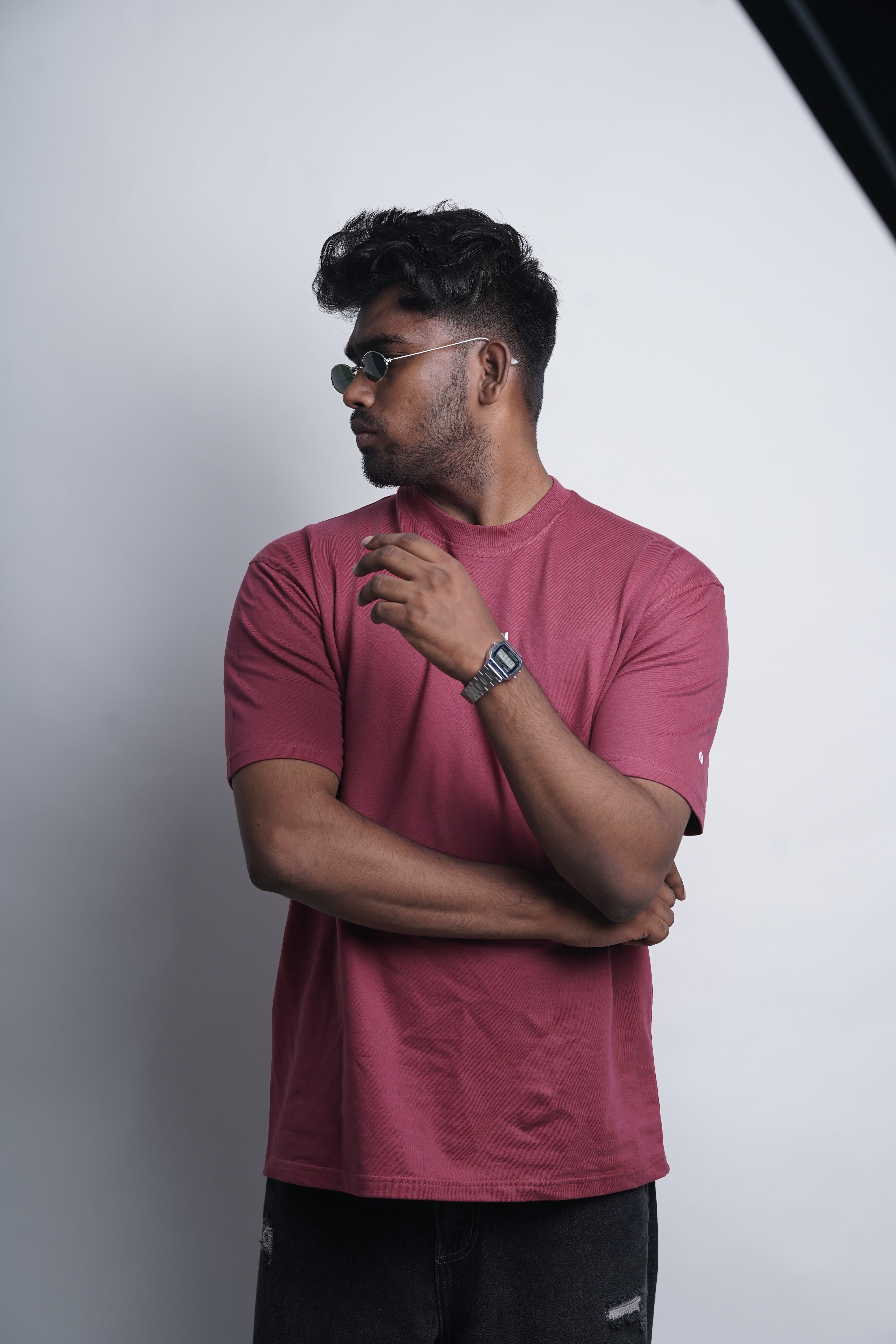 Burgundy Racing – Oversized Drop Shoulder T-Shirt