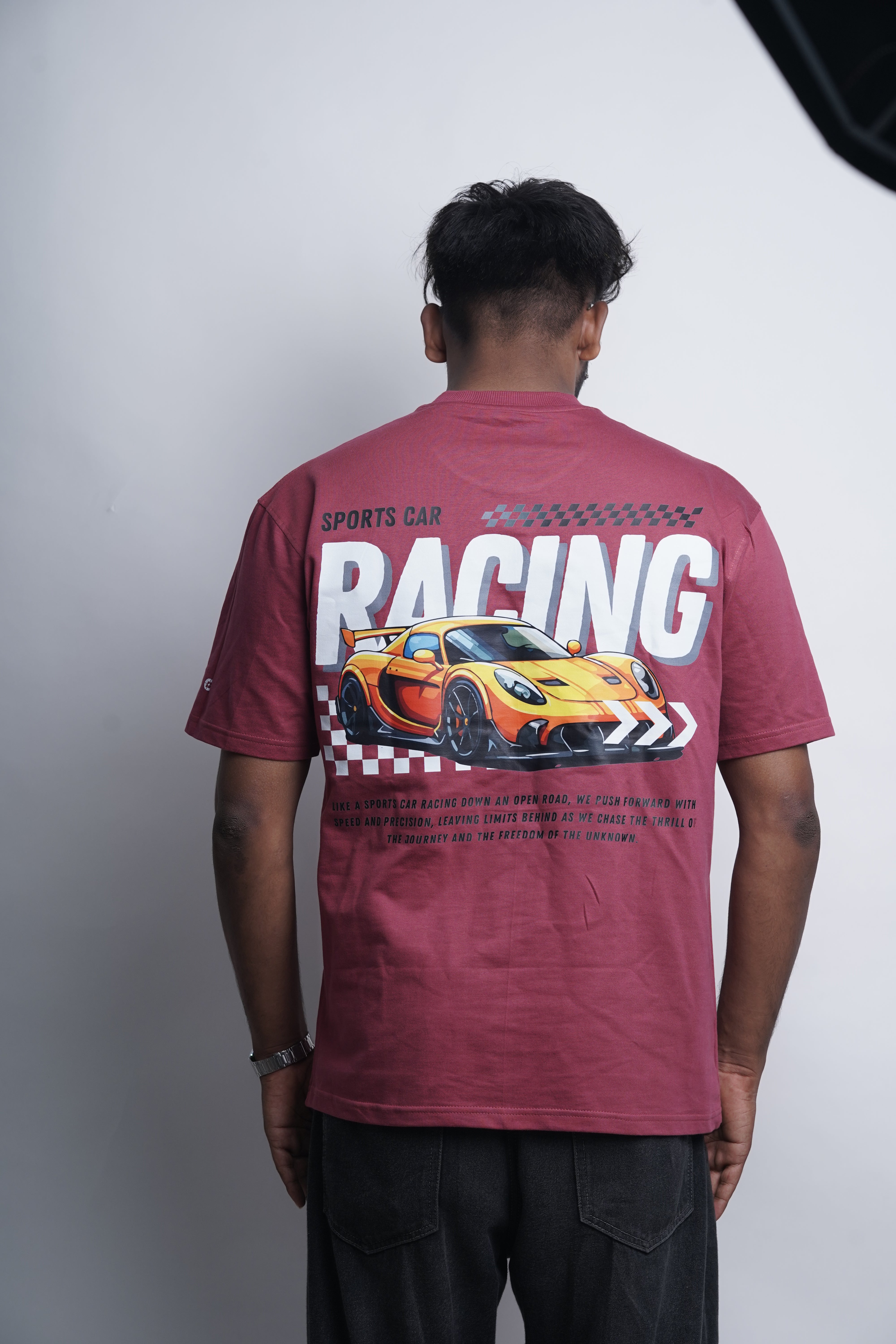 Burgundy Racing – Oversized Drop Shoulder T-Shirt