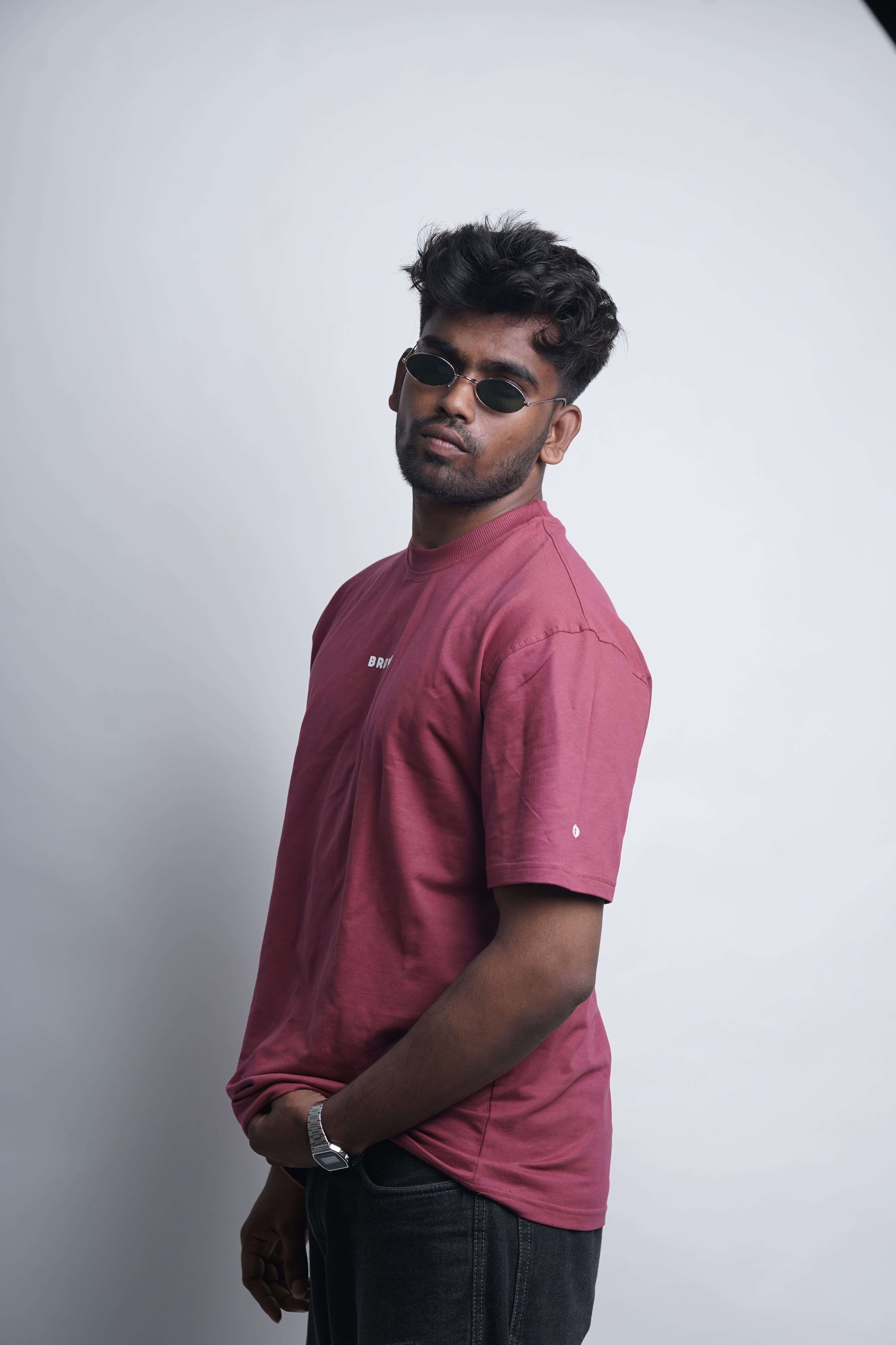 Burgundy Racing – Oversized Drop Shoulder T-Shirt