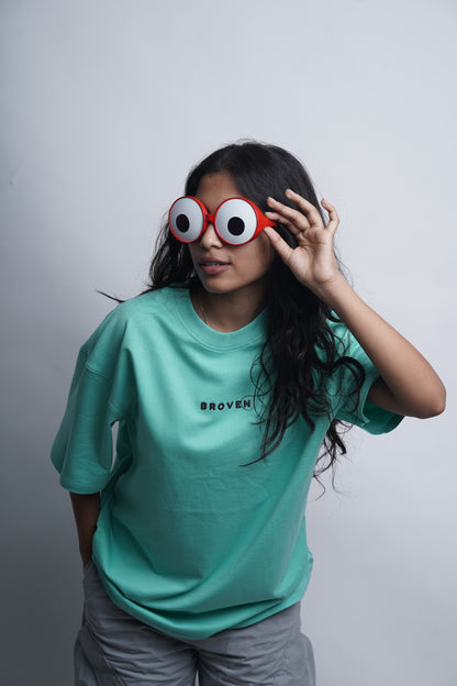 Sky Raptor – Teal Oversized T-Shirt with Eagle Back Print