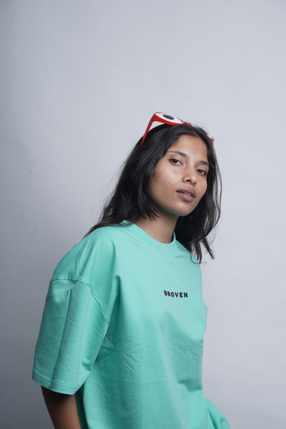Sky Raptor – Teal Oversized T-Shirt with Eagle Back Print