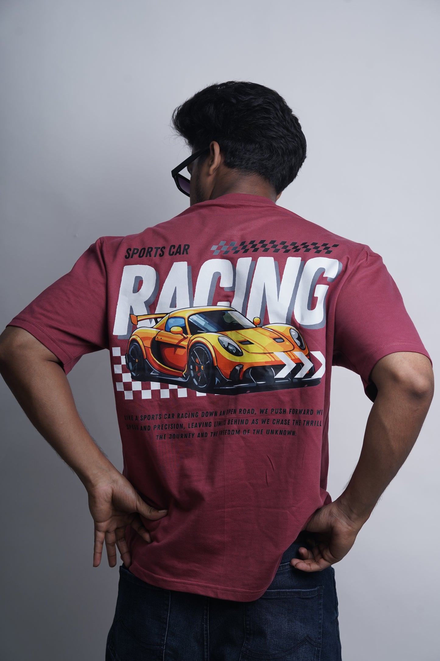 Burgundy Racing – Oversized Drop Shoulder T-Shirt